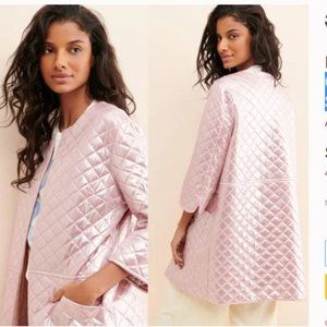 Anthropologie Eva Franco Quilted Metallic Shimmer Pink Jacket Size 1X